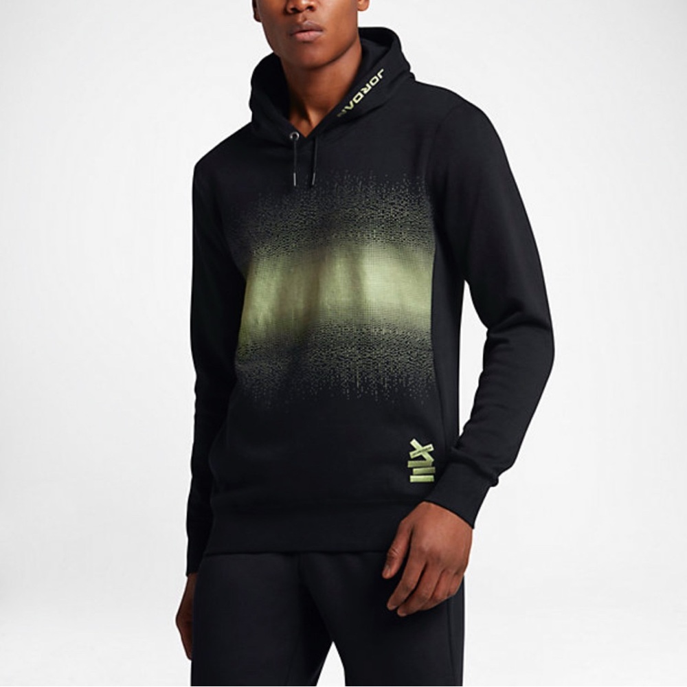 Nike Men's Black Jordan 13 Air Black Cat Flyman XIII Hoodie Sweatshirt - XL